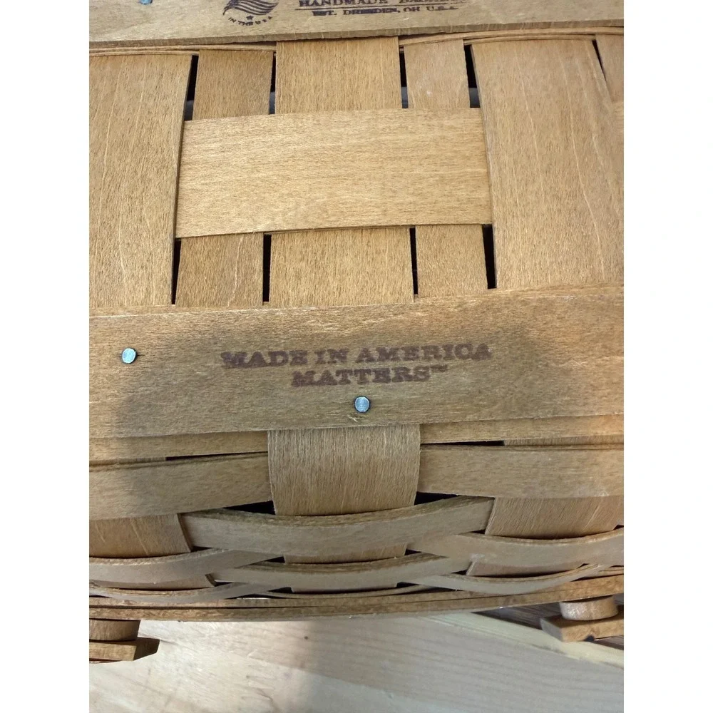 Longaberger Handmade Woven Basket Rectangular Dual Swing Handles 14x8.5 Dresden